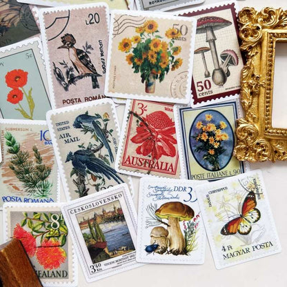 Leaf & Flower Postmark Sticker 50PCS
