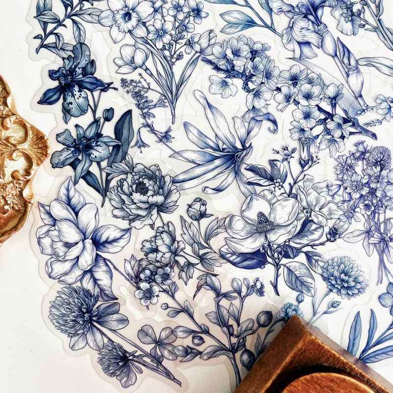 Aqua Floret Sticker 50PCS