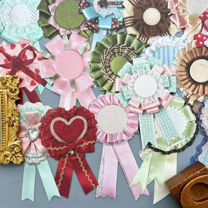 Ribbon Medal Flower Sticker 60PCS