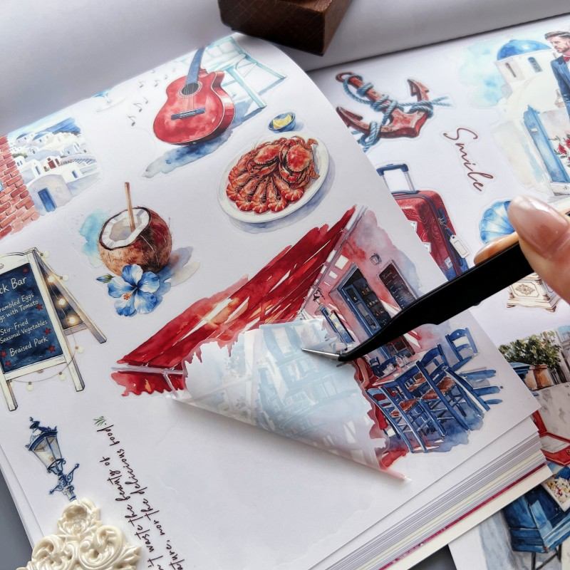 Santorini Blue Sticker Book 24Sheets