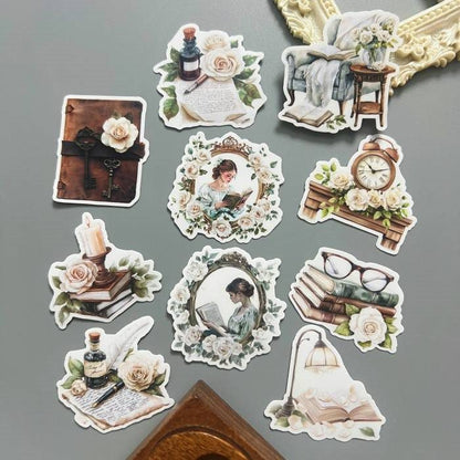 Vintage White Literature Sticker 20PCS