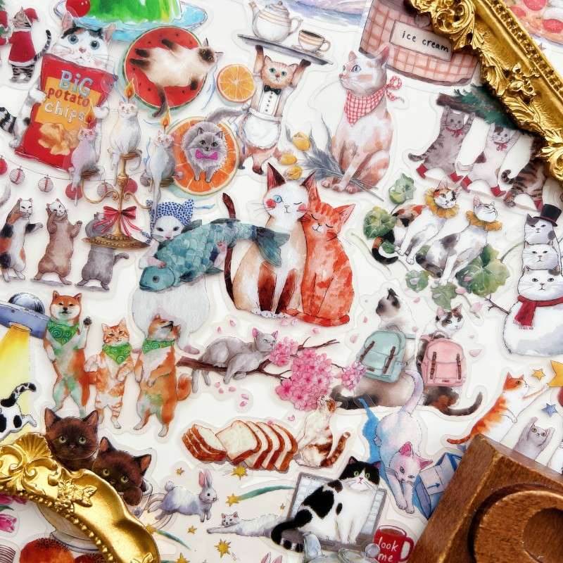 Fluffy Kitty Sticker 50PCS