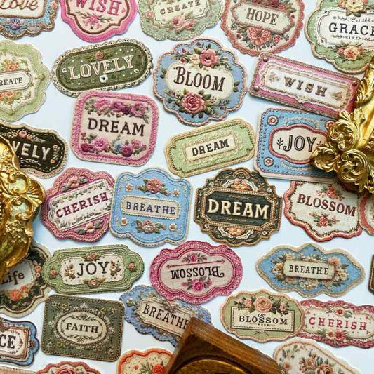 Flowers Embroider Sticker 60PCS