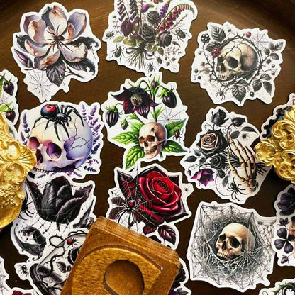 Skull Rose Cobweb Sticker 20PCS