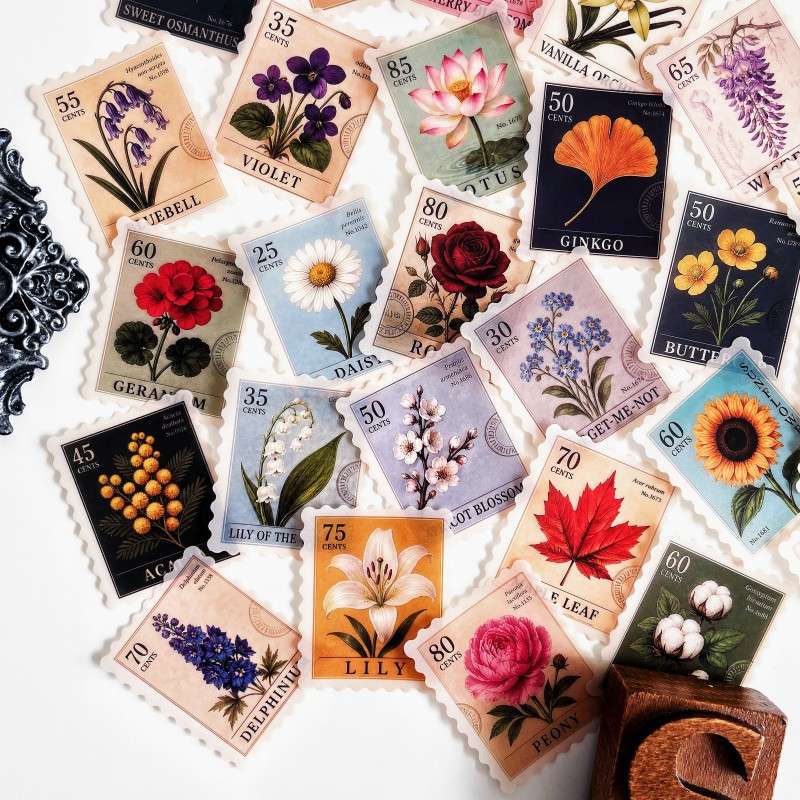 Floral Postage Sticker 50PCS