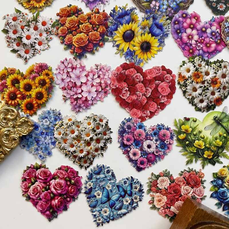 Heart Flower Sticker 48PCS