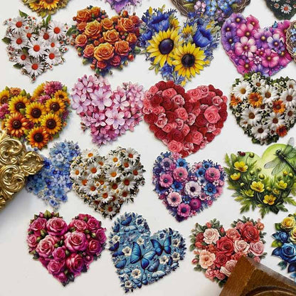 Heart Flower Sticker 48PCS