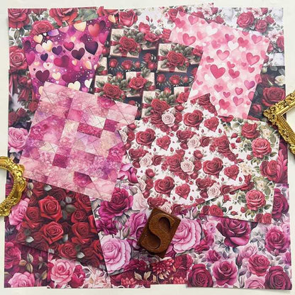 Heart Rose Collage Paper 24 Sheets