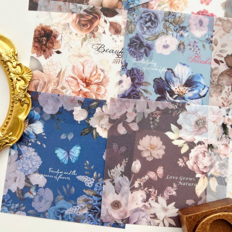 Silent Blossom Vellum Stickers 20PCS