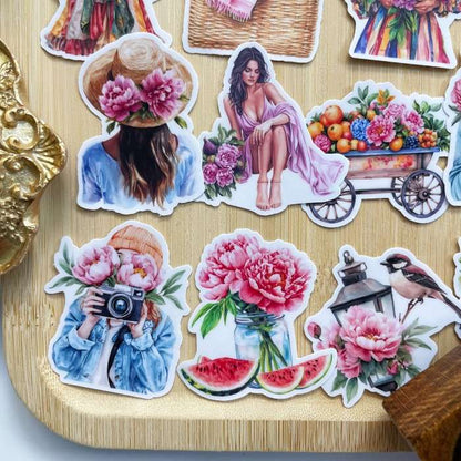 Peony Girl Sticker 20PCS