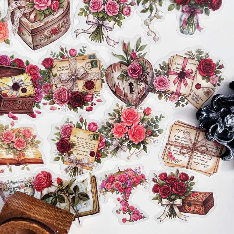 Retro Rose Sticker 50PCS