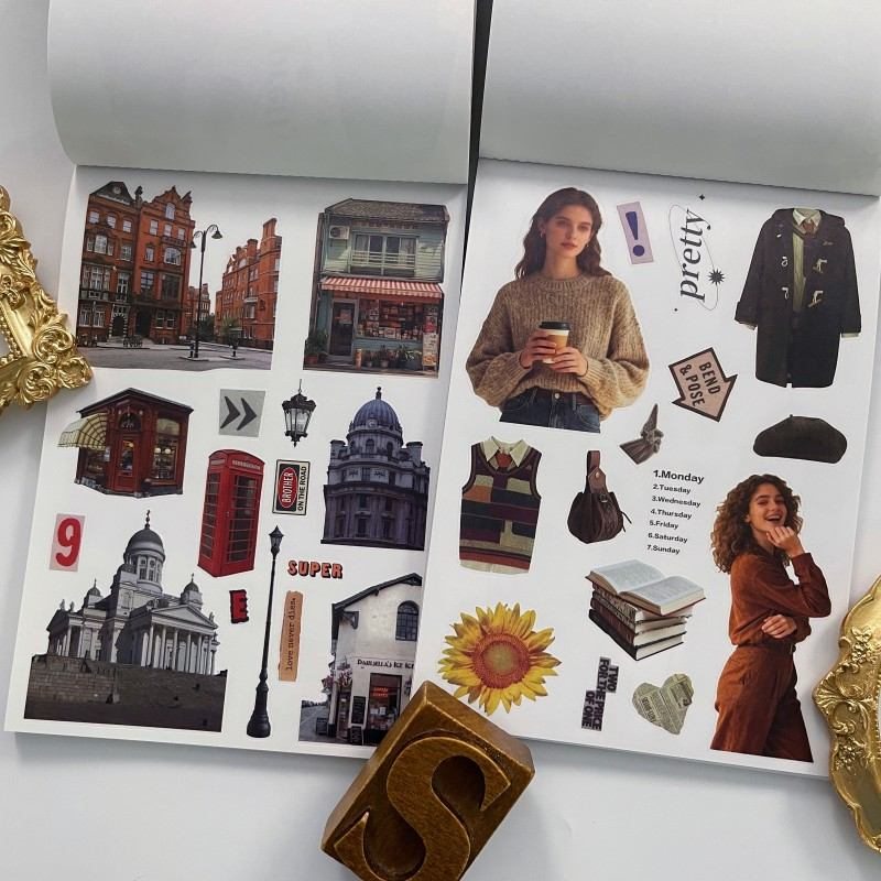 Retro Scrapbook Sticker Book 20Sheets