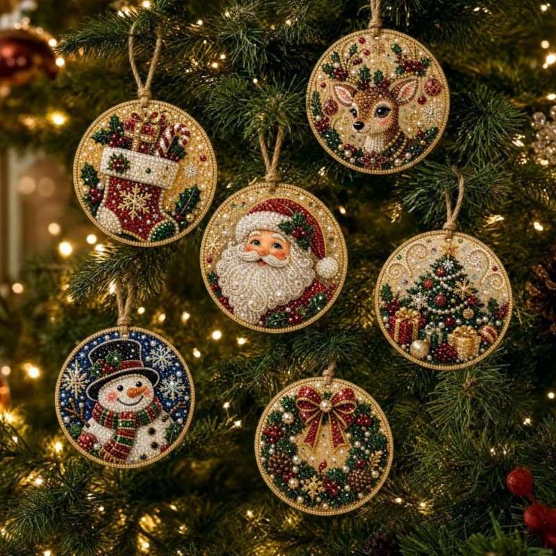 DIY Christmas Diamond Art Ornament Kit 6PCS