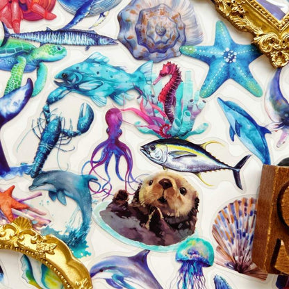 Blue Fauna Sticker 50PCS