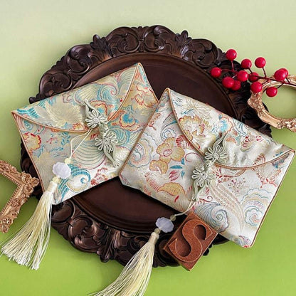 Silk Brocade Peony Pouch