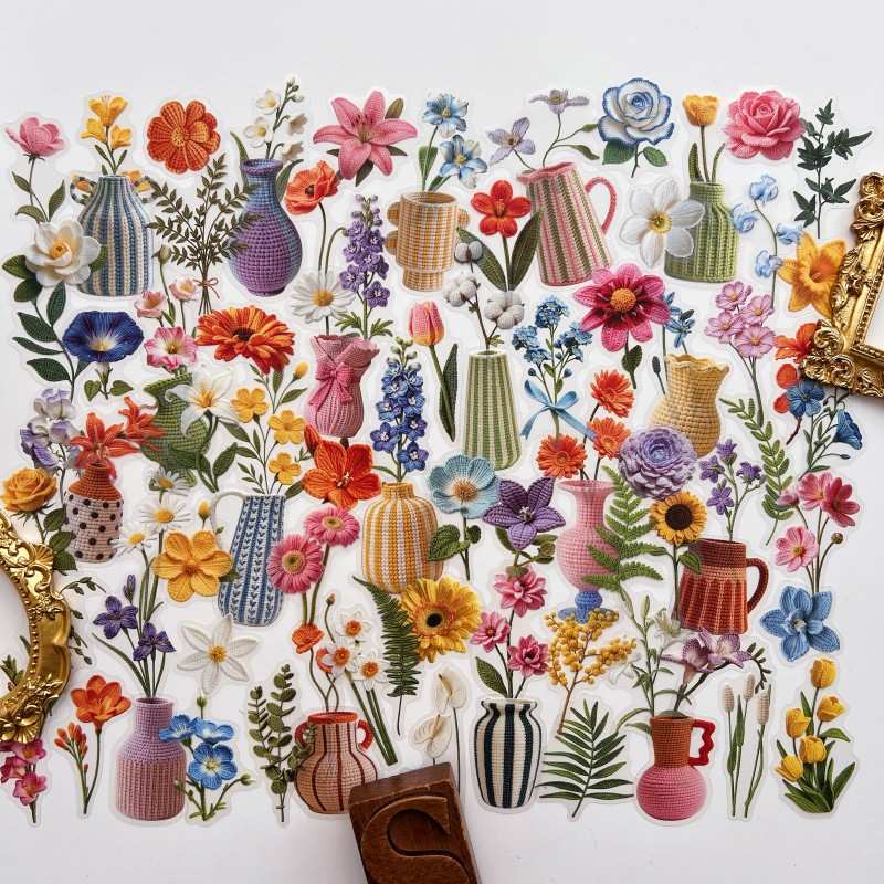 Crochet Flowers Sticker 90PCS