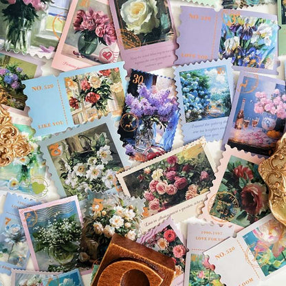 Oil Flower Stamp Sticker 50PCS