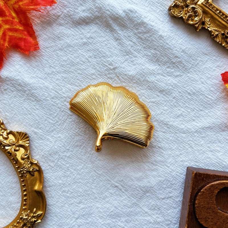 Golden Ginkgo Brass Paper Clip
