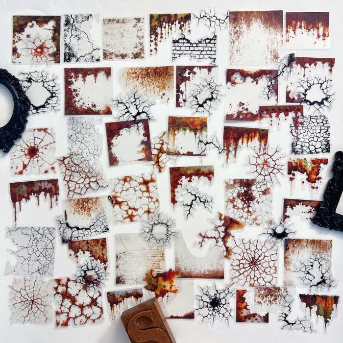 Mottled Rust Cracking Sticker 60PCS