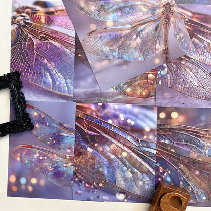 Dragonfly Wings Collage Paper 12Sheets