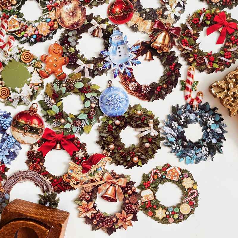 Christmas Wreath Sticker 60PCS
