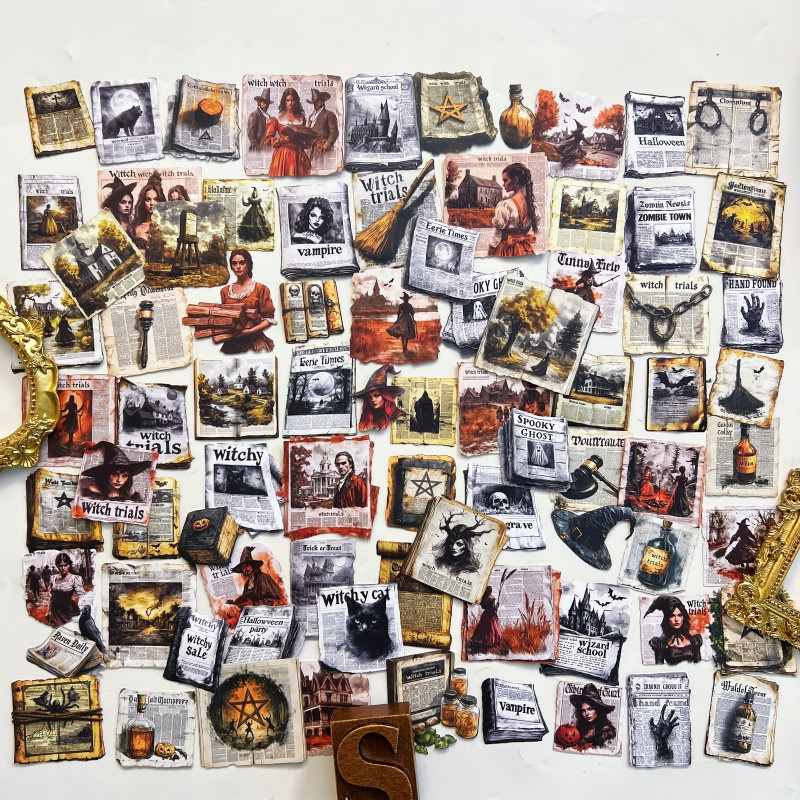 Witch Newspaper Sticker 80PCS