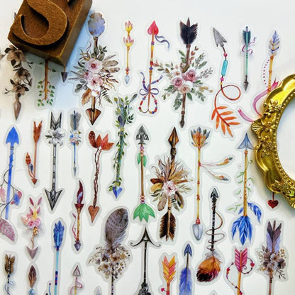 Retro Feather Trace Sticker 90PCS