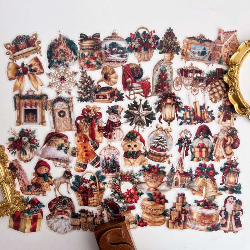 Gold Yuletide Sticker 50PCS