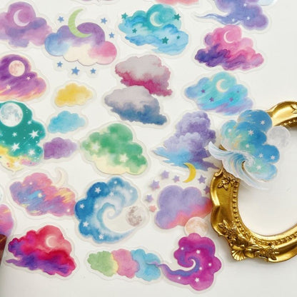 Watercolor Clouds Sticker 56PCS