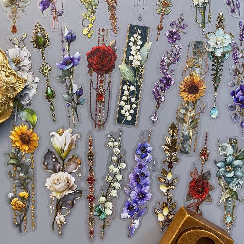 Floral Bead Qrnaments Sticker 60PCS