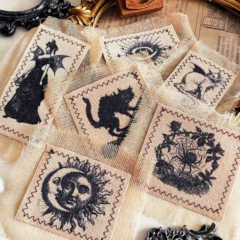 Witchy Relics Burlap Fabric Patch 6PCS
