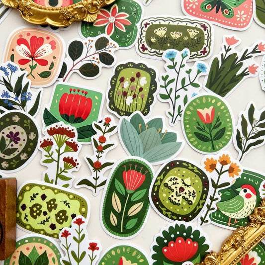 Verdant Blooms Sticker 50PCS