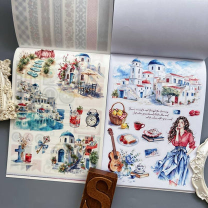 Santorini Blue Sticker Book 24Sheets
