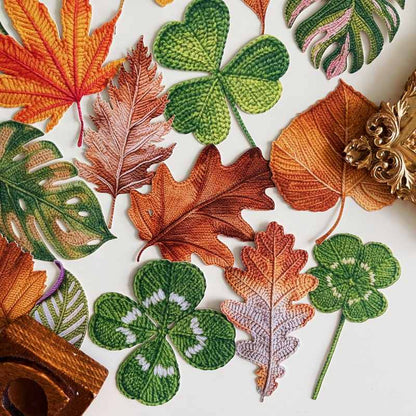 Knitted Autumn Leaves Sticker 60PCS