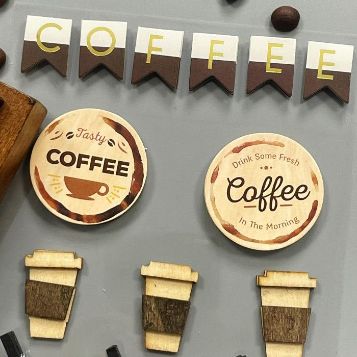 3D Coffee Wood Sticker