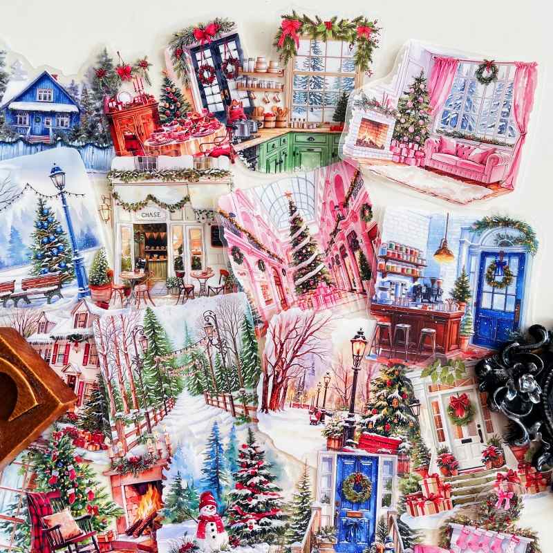 Christmas Fireplace Sticker 60PCS