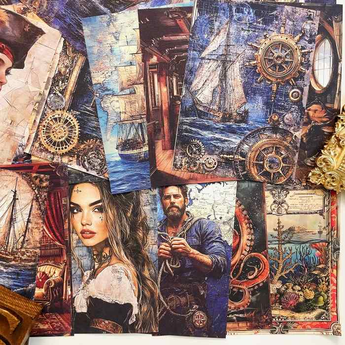 Maritime Chronicles Collage Paper 60PCS