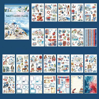 Santorini Blue Sticker Book 24Sheets