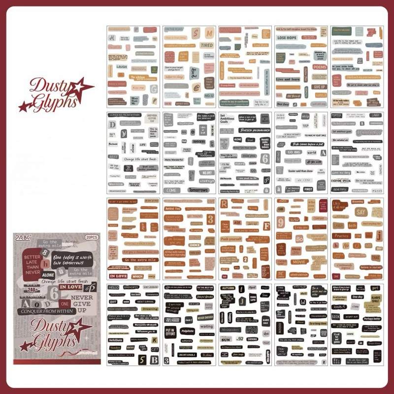 Dusty Glyphs Sticker Book 20Sheets
