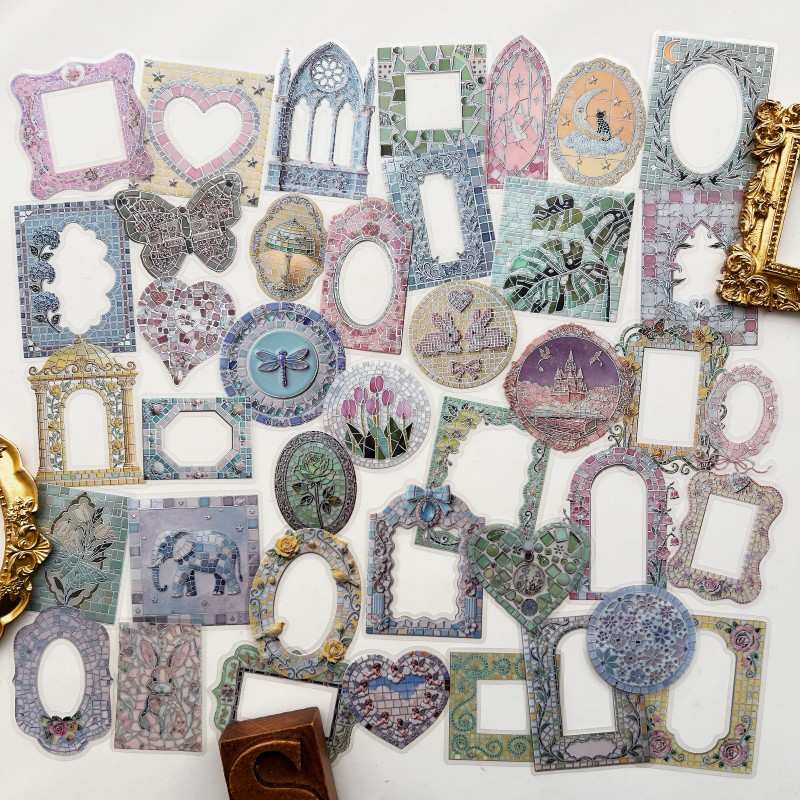 Glass Colored Brick Sticker 40PCS