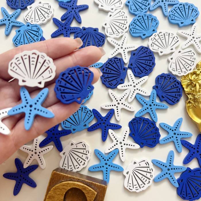 Starfish Tale Wood Buttons 50PCS