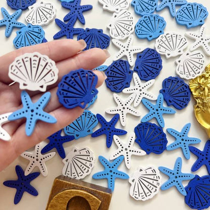 Starfish Tale Wood Buttons 50PCS