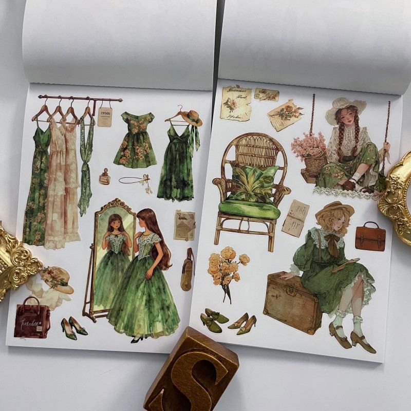 Greenery & Vintage Treasures Sticker Book 20Sheets