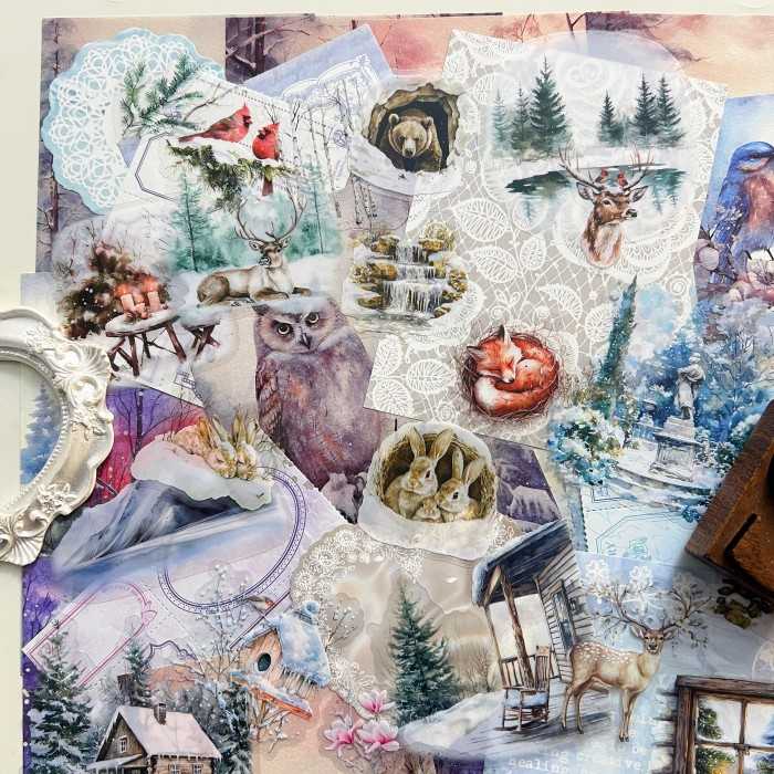 Frosted Wilderness Ephemera Mystery Kit 155PCS