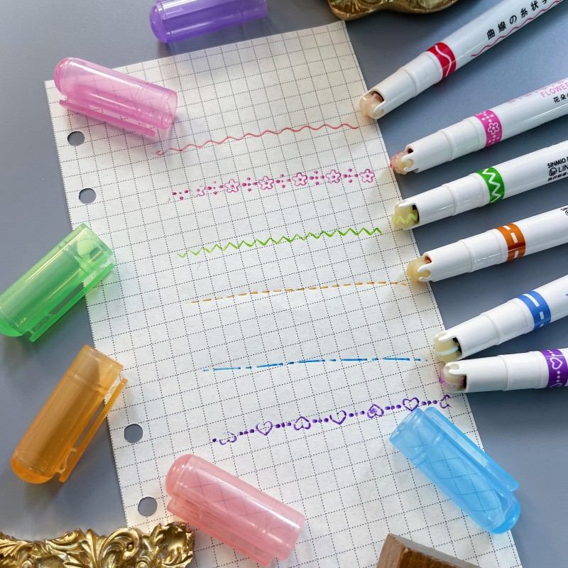 Colored Curve Highlighter Pen Set 6PCS