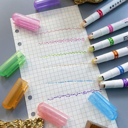 Colored Curve Highlighter Pen Set 6PCS