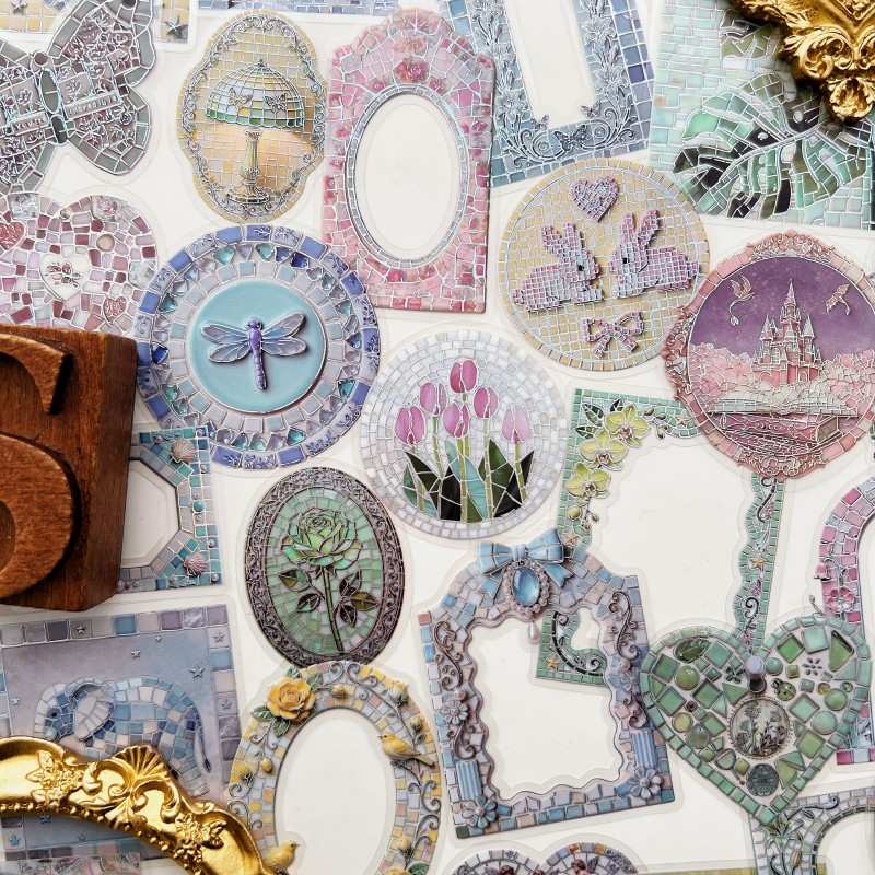Glass Colored Brick Sticker 40PCS