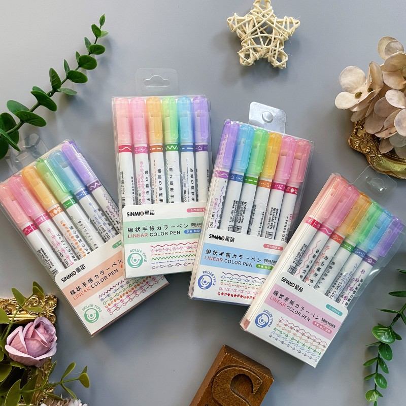 Colored Curve Highlighter Pen Set 6PCS
