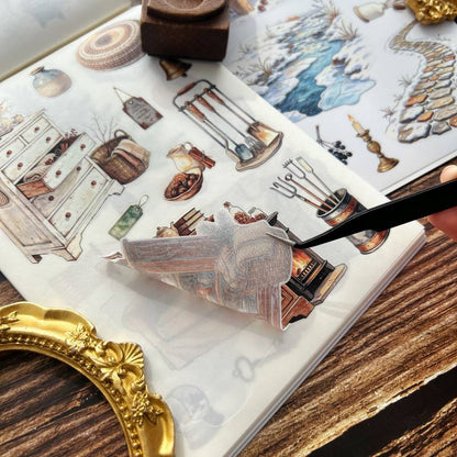 Cozy Winter Cottage Scene Sticker Book 22sheets
