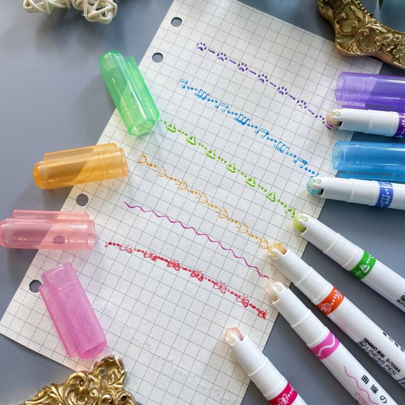 Colored Curve Highlighter Pen Set 6PCS